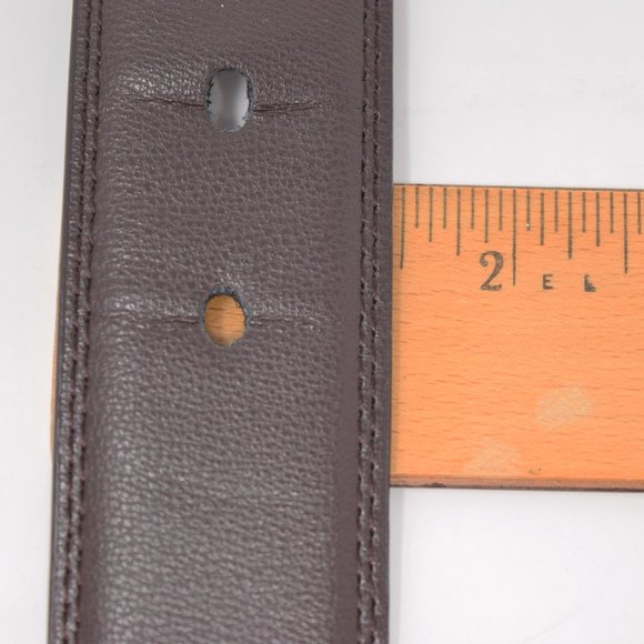 Faux Leather Belt Men 61 65 Brown Career Professional Silvertone Buckle Preppy - Picture 11 of 12